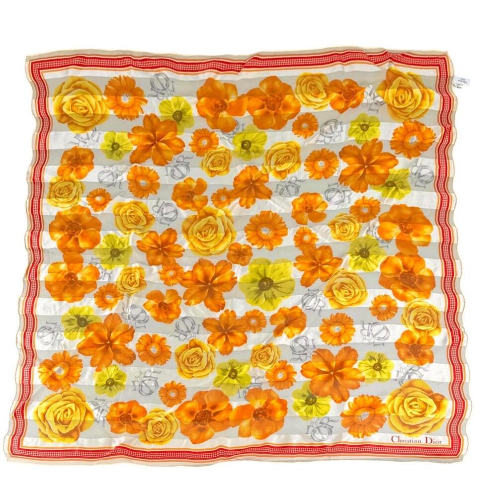 Christian Dior Silk Scarf/Muffler, Orange/Yellow, Women's